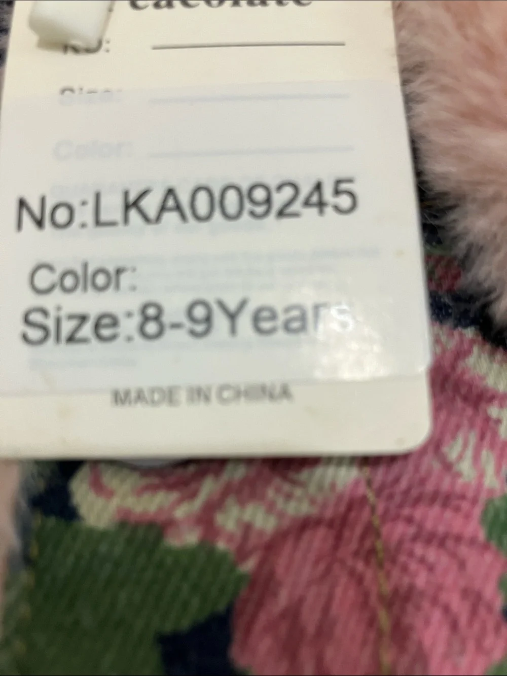 Girls Floral Denim Vest with Pink Faux-Fur Trim